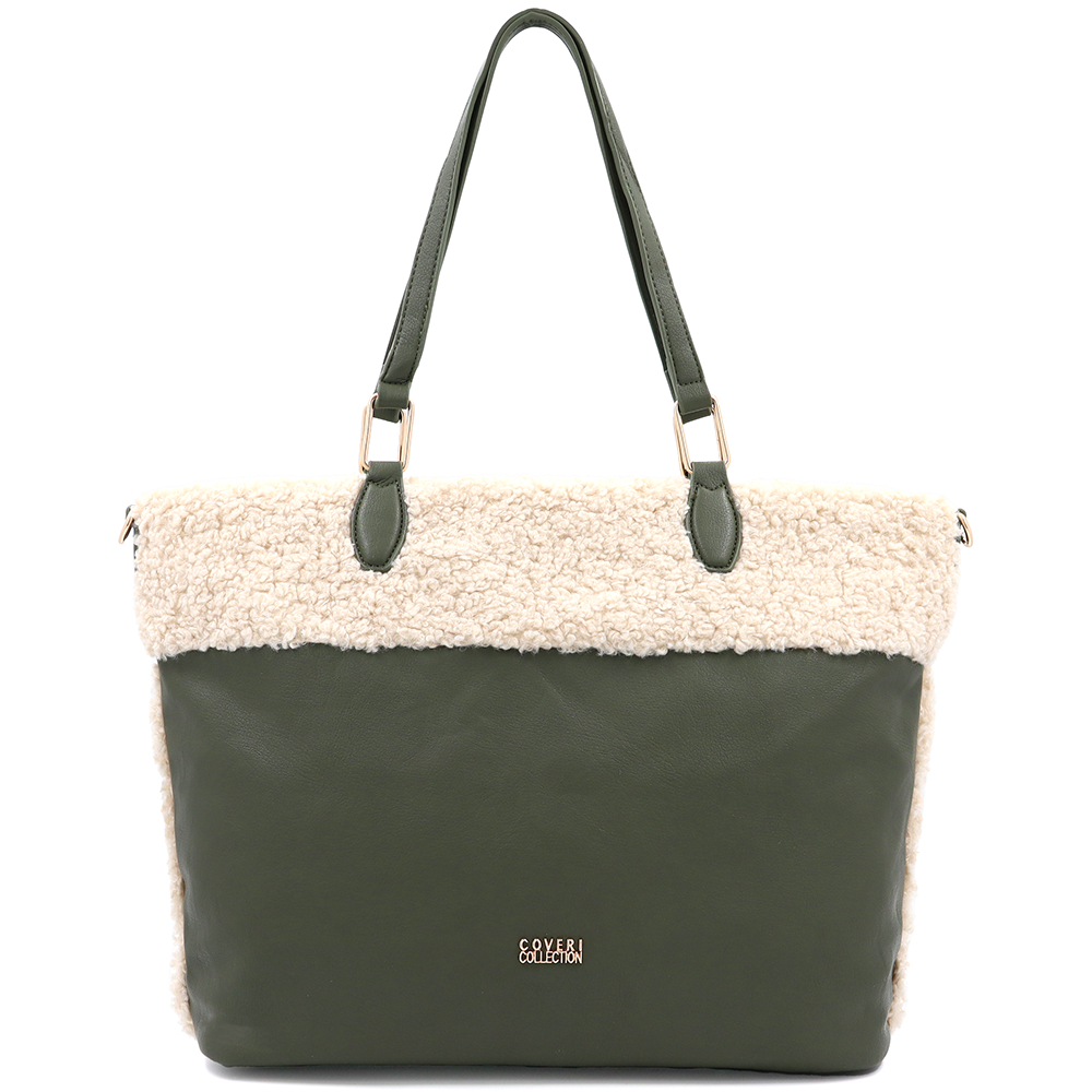 Nagy női plüss táska – zöld
