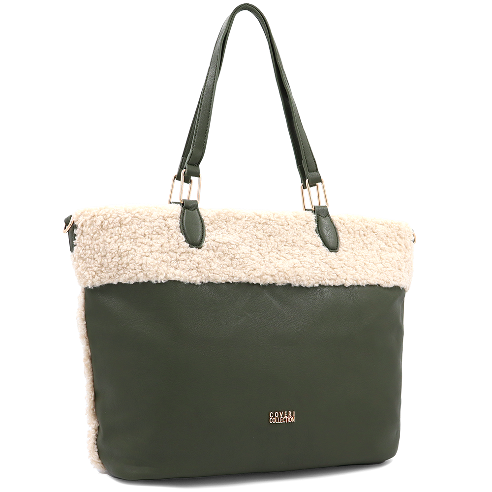 Nagy női plüss táska – zöld