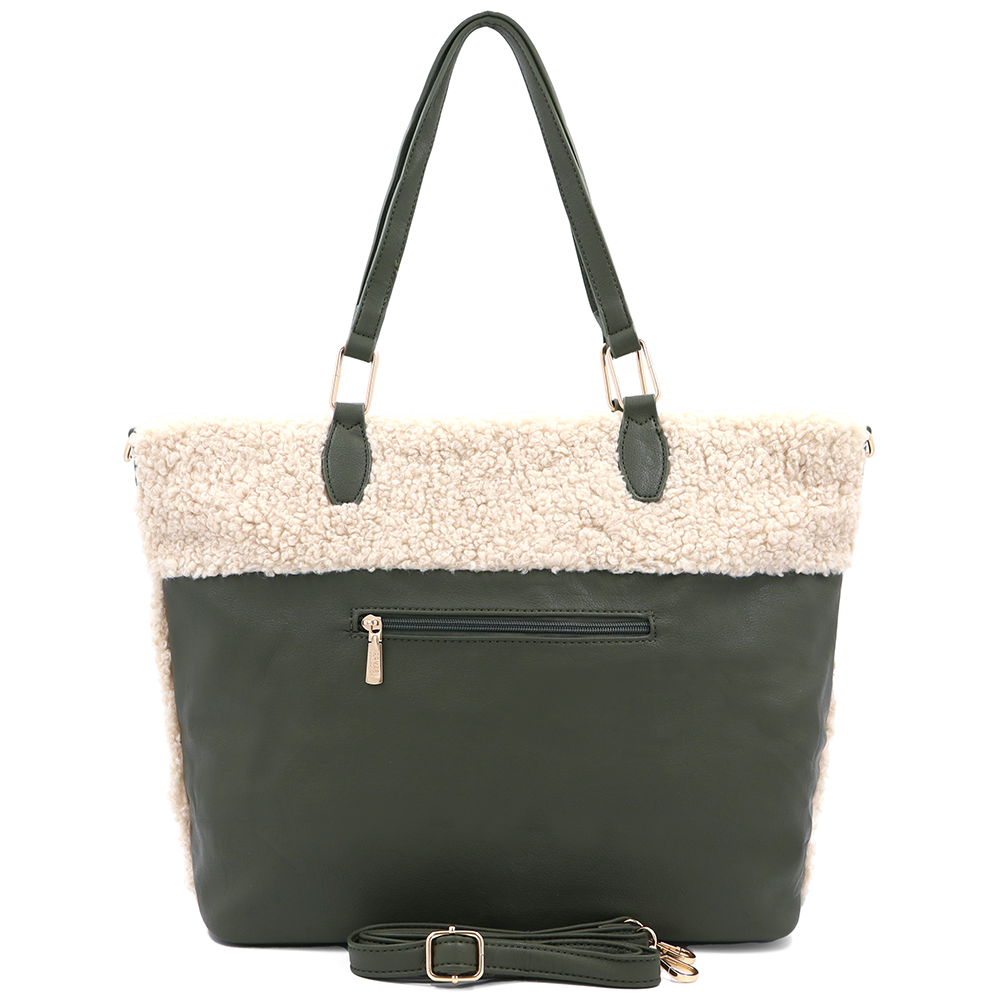 Nagy női plüss táska – zöld