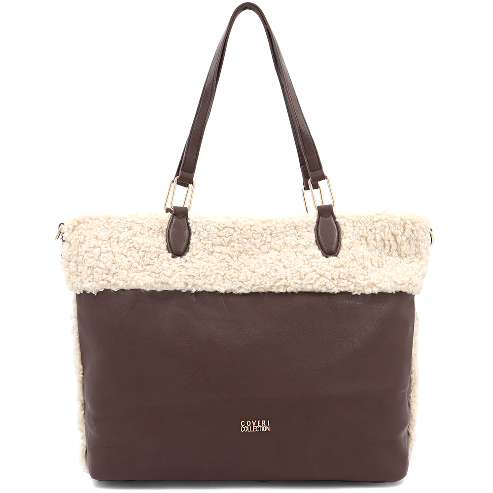 Nagy női plüss táska – barna