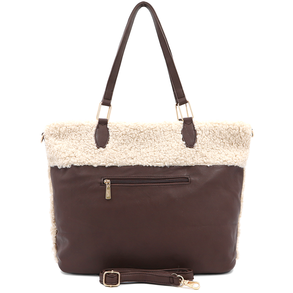 Nagy női plüss táska – barna