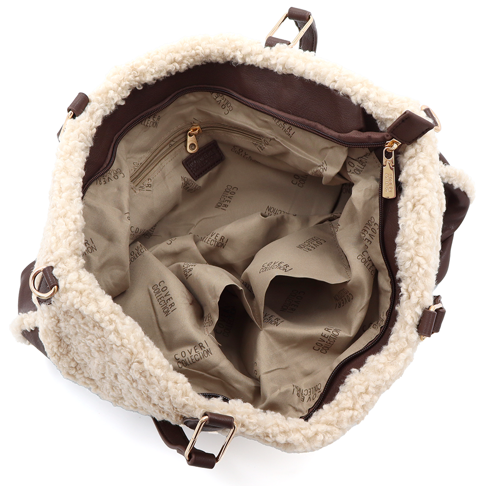 Nagy női plüss táska – barna