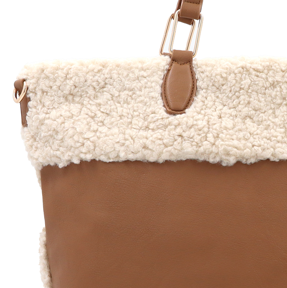 Nagy női plüss táska – téglabarna