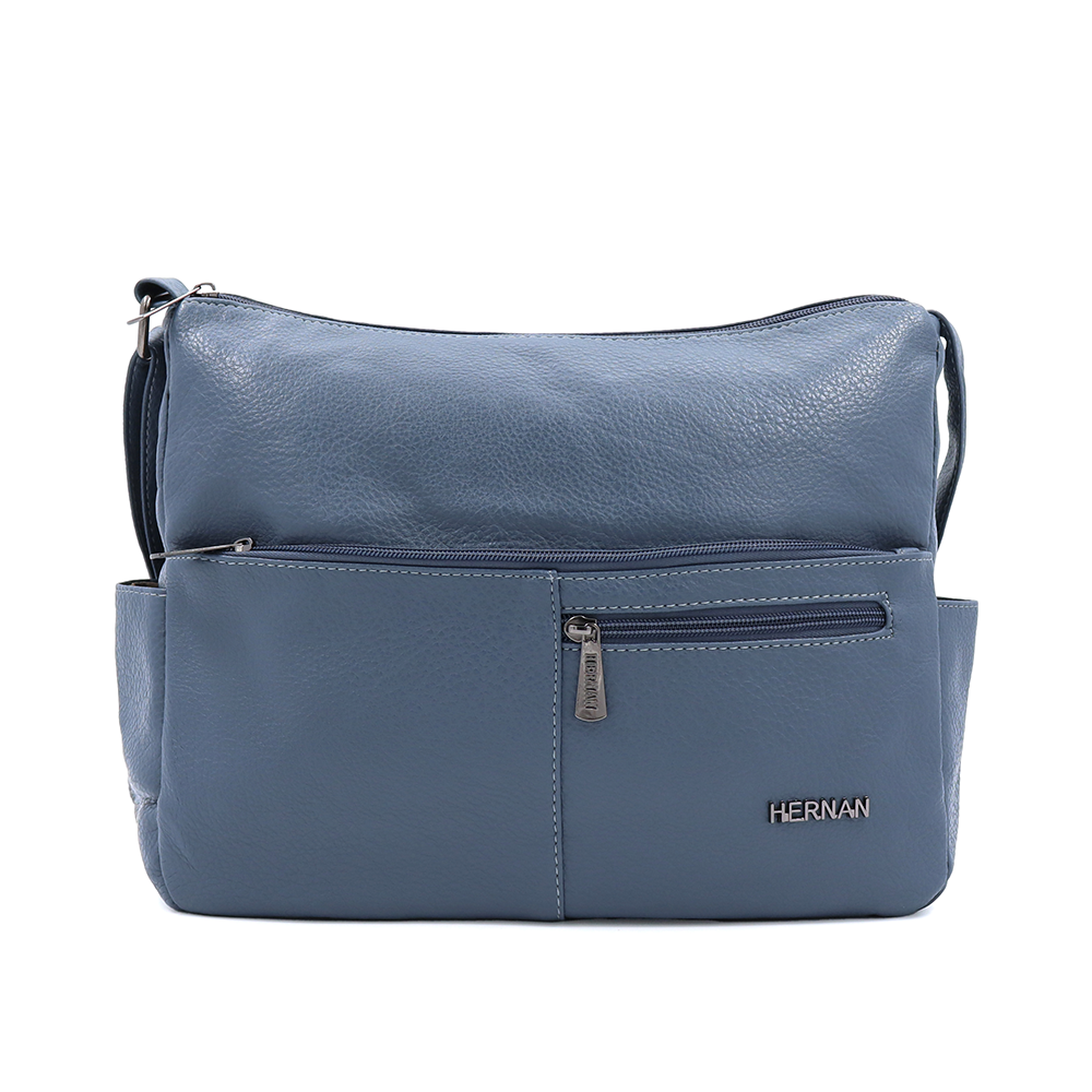 Válltáska 2 rekesszel és sok zsebbel - kék