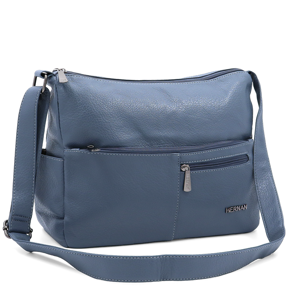 Válltáska 2 rekesszel és sok zsebbel - kék