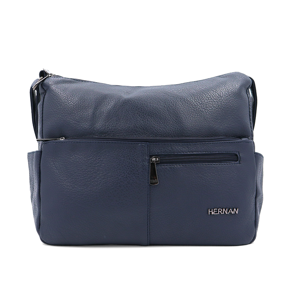 Válltáska 2 rekesszel és sok zsebbel - sötétkék