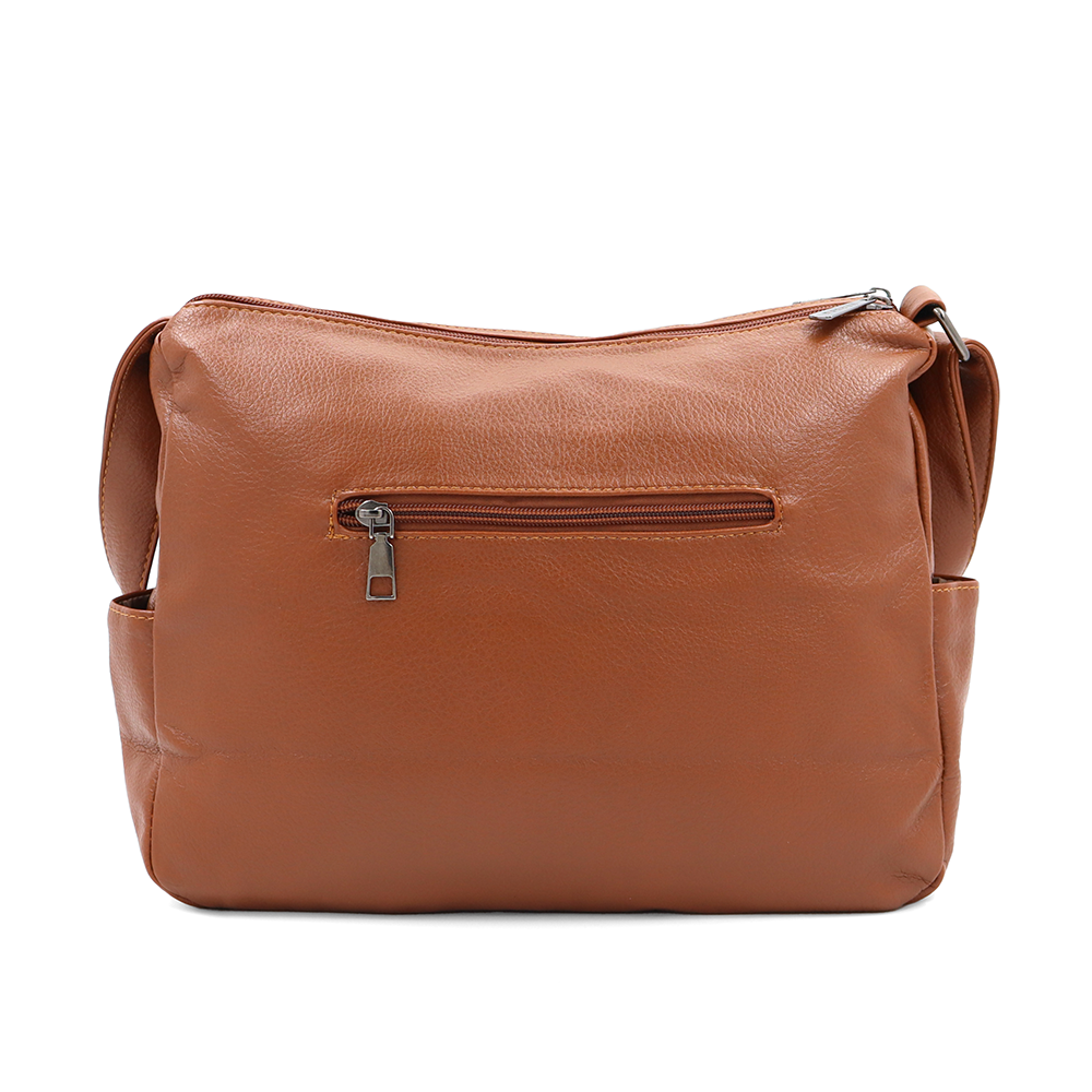 Válltáska 2 rekesszel és sok zsebbel - téglabarna