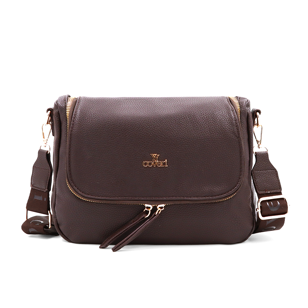 Válltáska speciális kártya-/névjegytartó rekesszel – barna