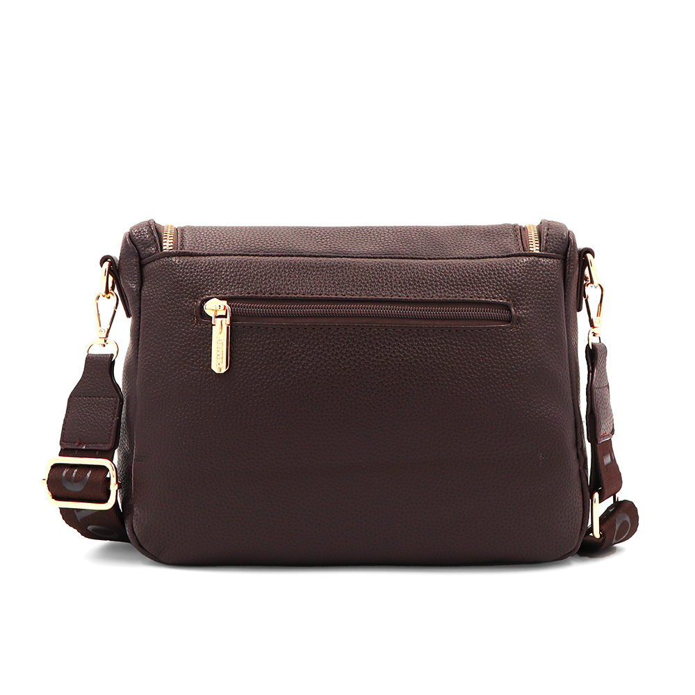 Válltáska speciális kártya-/névjegytartó rekesszel – barna