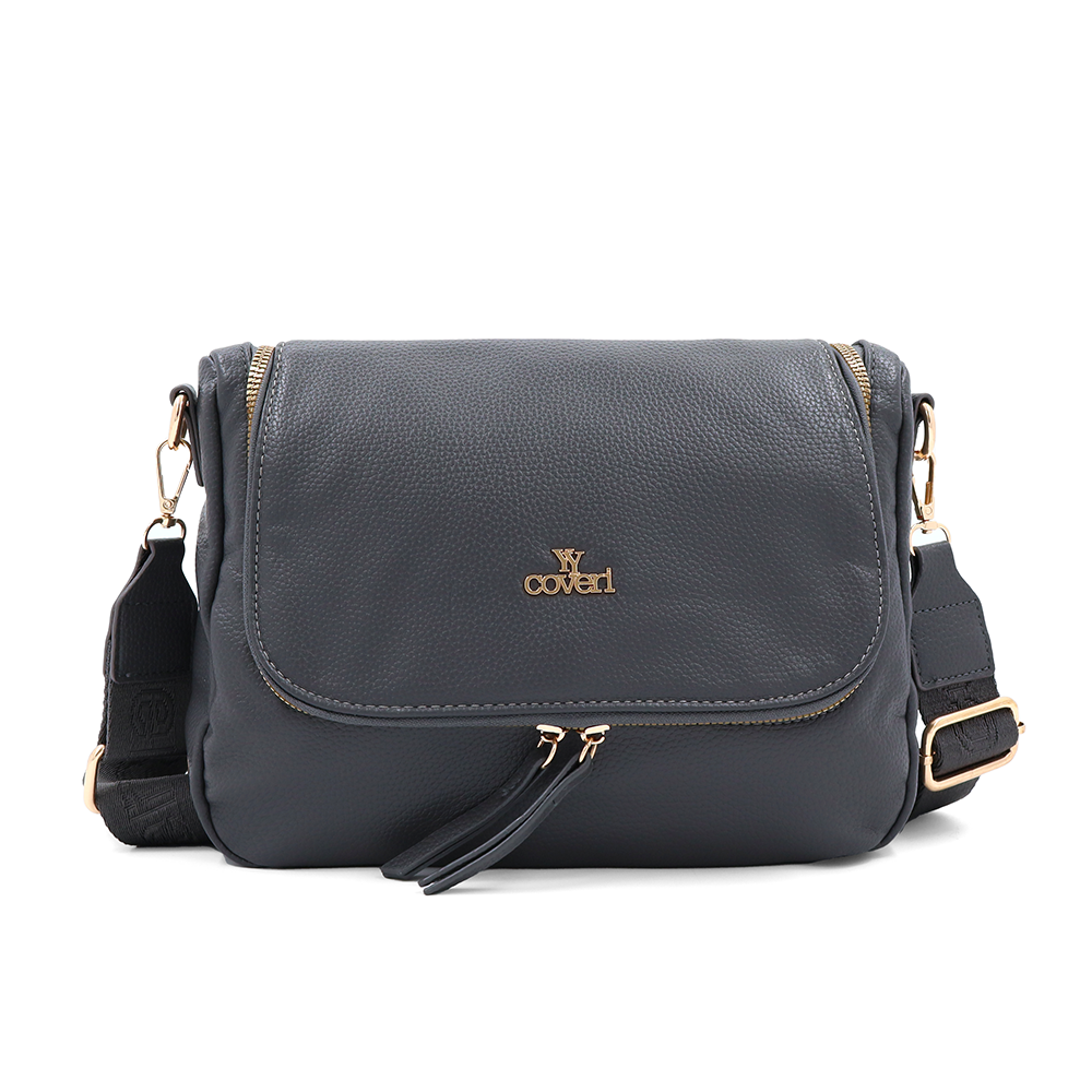 Válltáska speciális kártya-/névjegytartó rekesszel – szürke