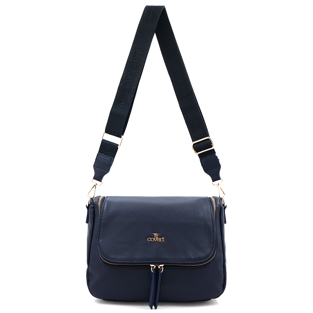 Válltáska speciális kártya-/névjegytartó rekesszel – sötétkék