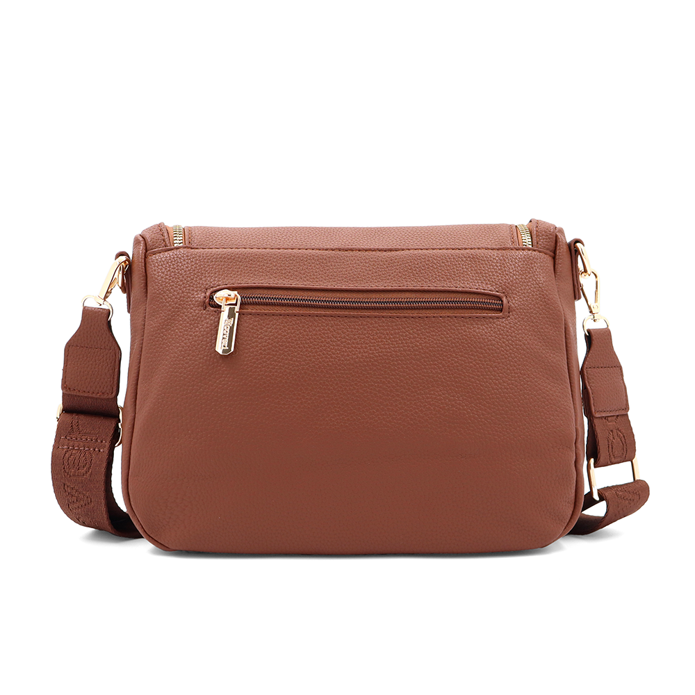 Válltáska speciális kártya-/névjegytartó rekesszel – téglabarna