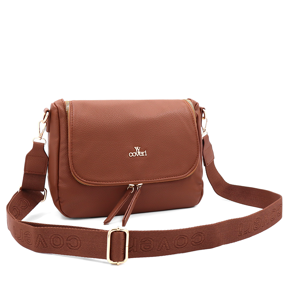 Válltáska speciális kártya-/névjegytartó rekesszel – téglabarna