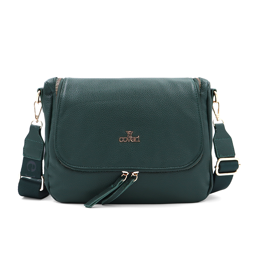 Válltáska speciális kártya-/névjegytartó rekesszel – zöld