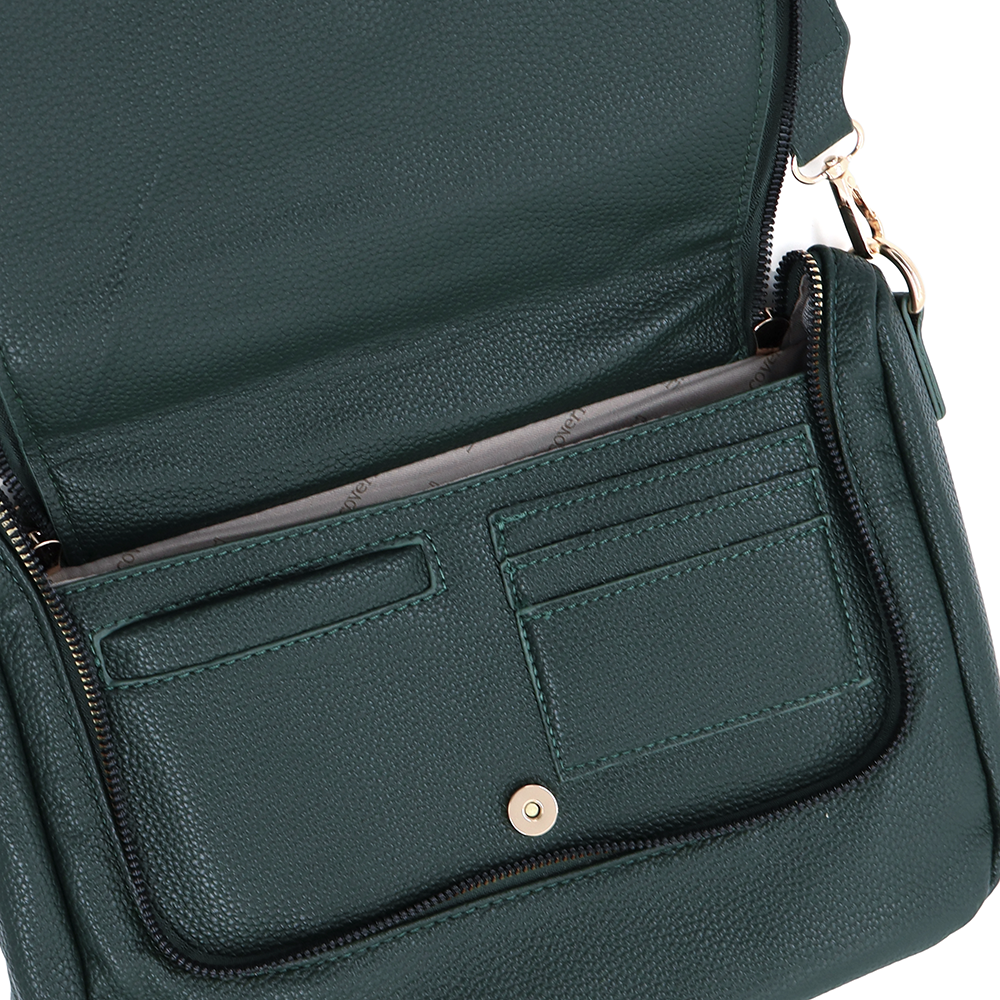 Válltáska speciális kártya-/névjegytartó rekesszel – zöld