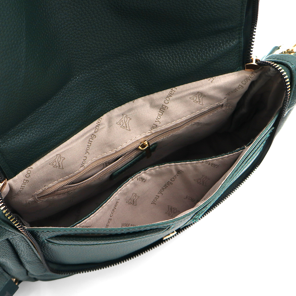 Válltáska speciális kártya-/névjegytartó rekesszel – zöld