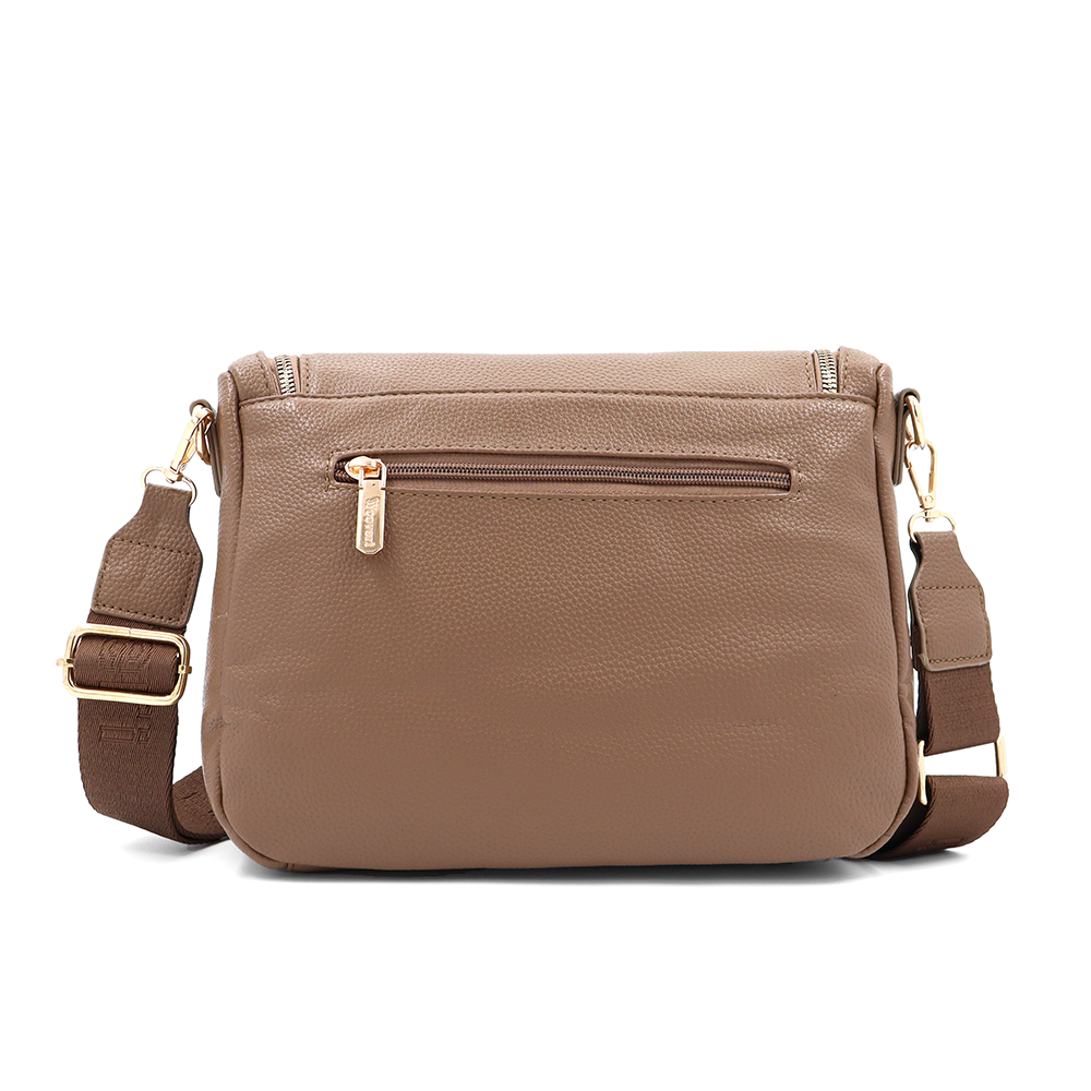 Válltáska speciális kártya-/névjegytartó rekesszel – világosbarna