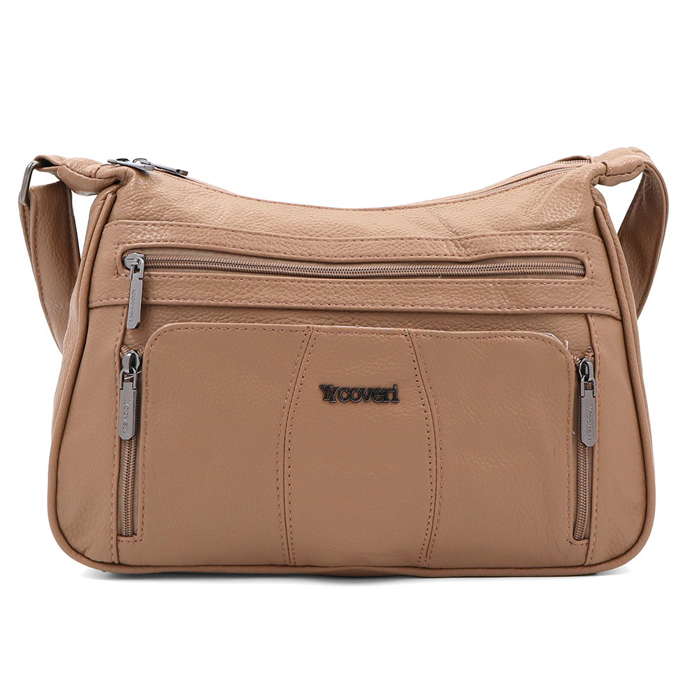 Nagy női válltáska – világosbarna