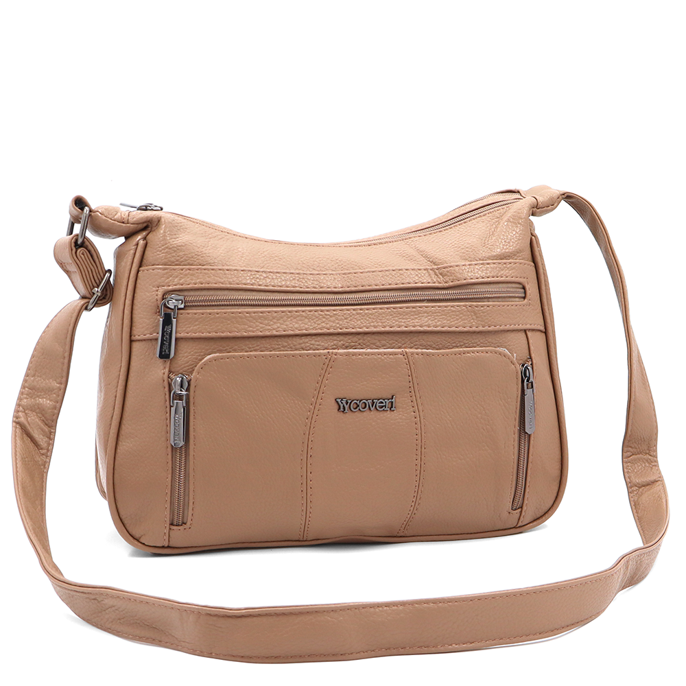 Nagy női válltáska – világosbarna