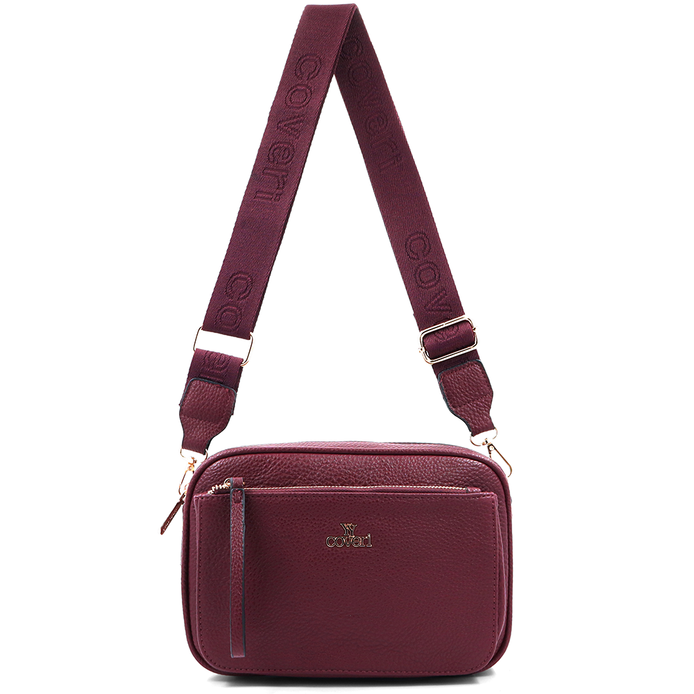 Női válltáska két rekesszel – bordó