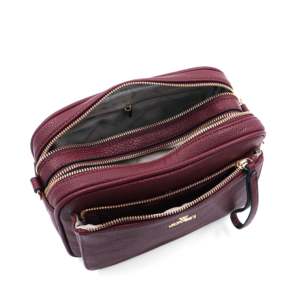 Női válltáska két rekesszel – bordó