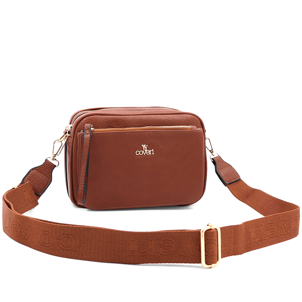 Női válltáska két rekesszel – téglabarna