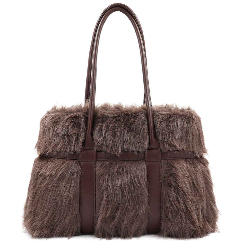 Nagy női táska plüssből – barna