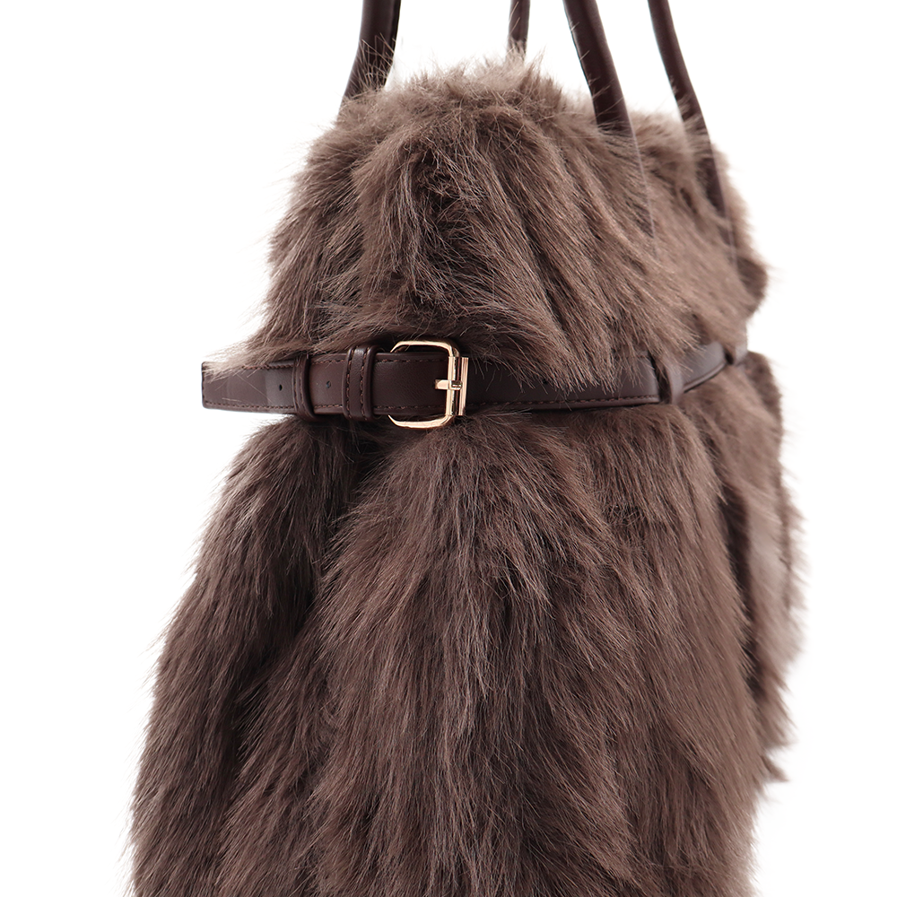 Nagy női táska plüssből – barna