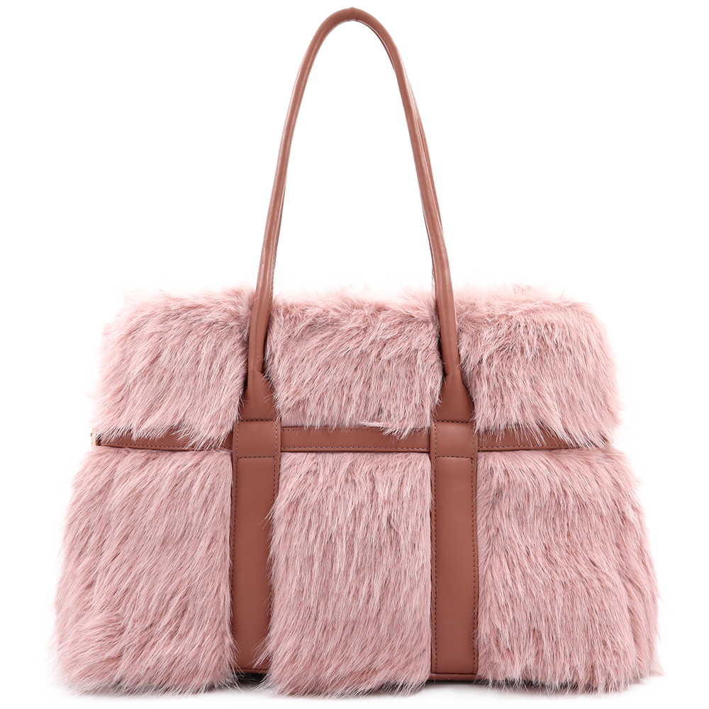 Nagy női táska plüssből – rózsaszín
