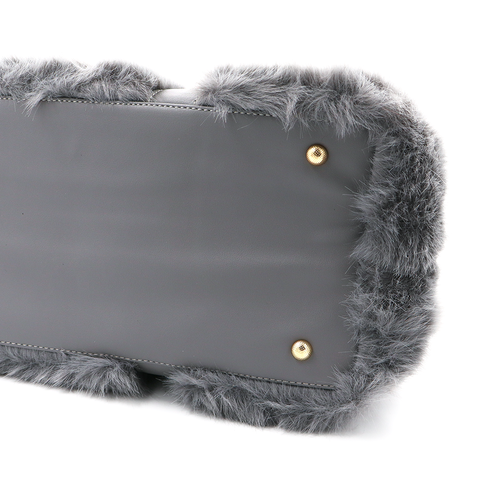 Nagy női táska plüssből – szürke