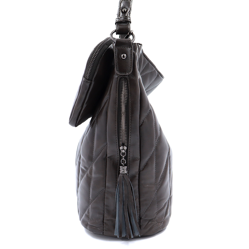 Női steppelt táska típusú táska függő pénztárcával – szürke