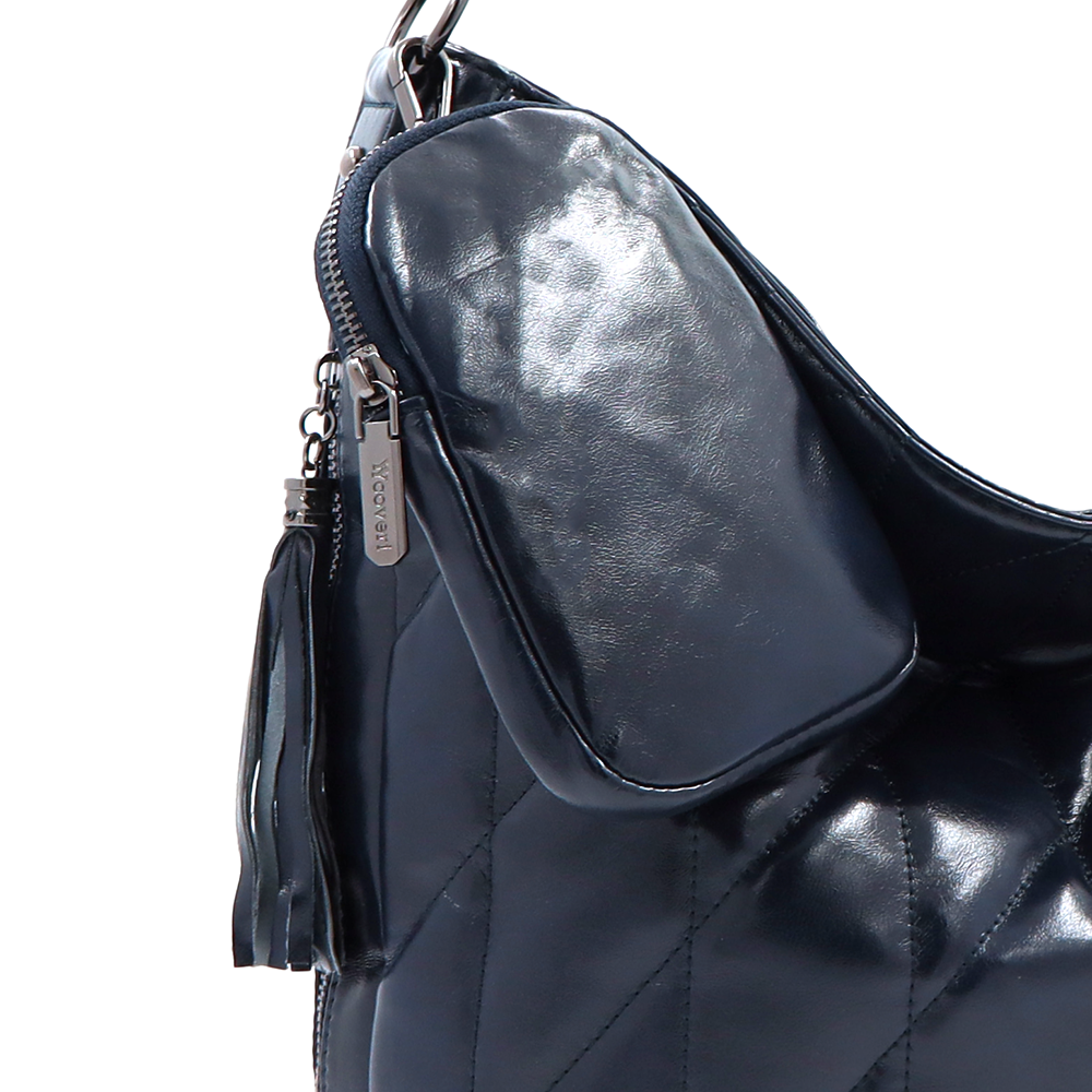 Női steppelt táska típusú táska függő pénztárcával – sötétkék