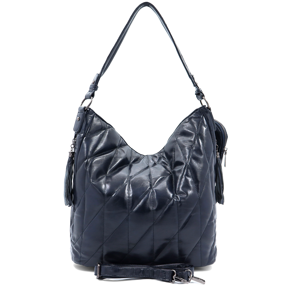 Női steppelt táska típusú táska függő pénztárcával – sötétkék