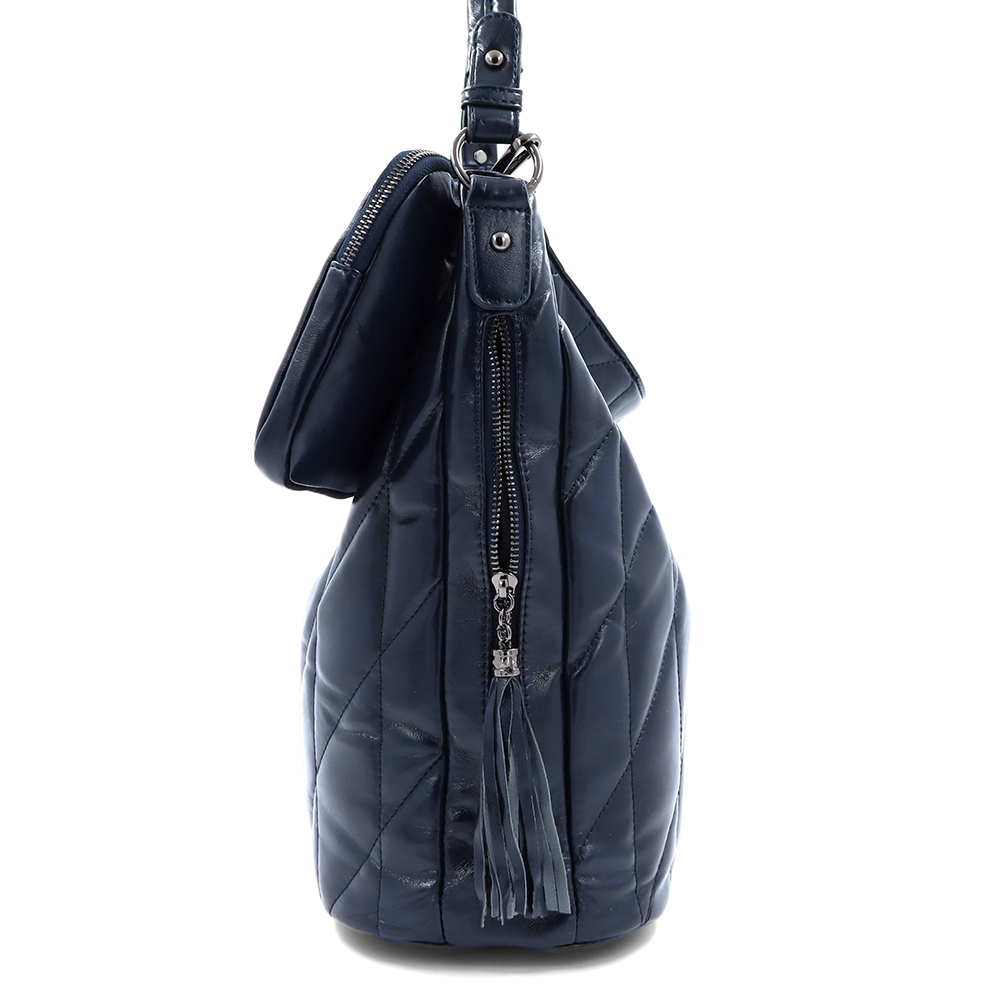 Női steppelt táska típusú táska függő pénztárcával – sötétkék