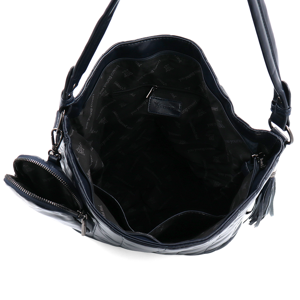 Női steppelt táska típusú táska függő pénztárcával – sötétkék