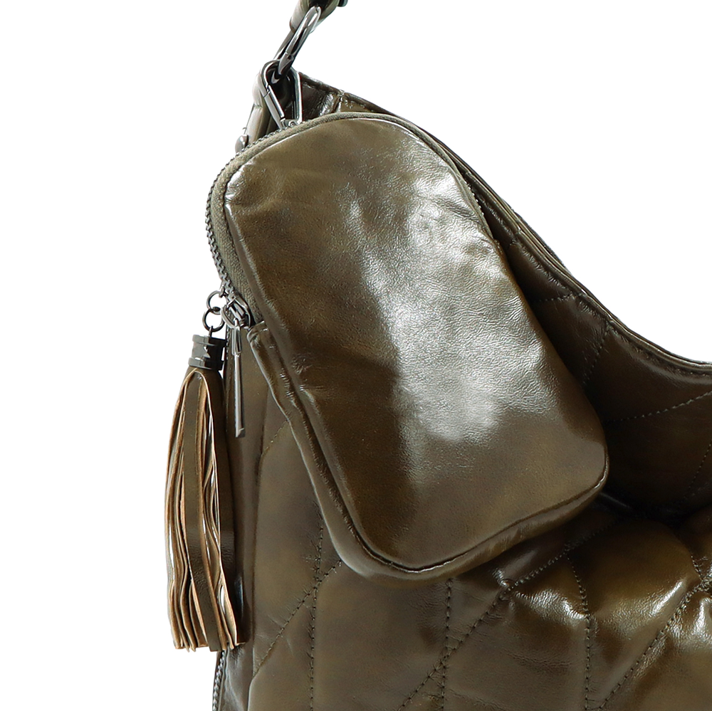 Női steppelt táska típusú táska függő pénztárcával – zöld