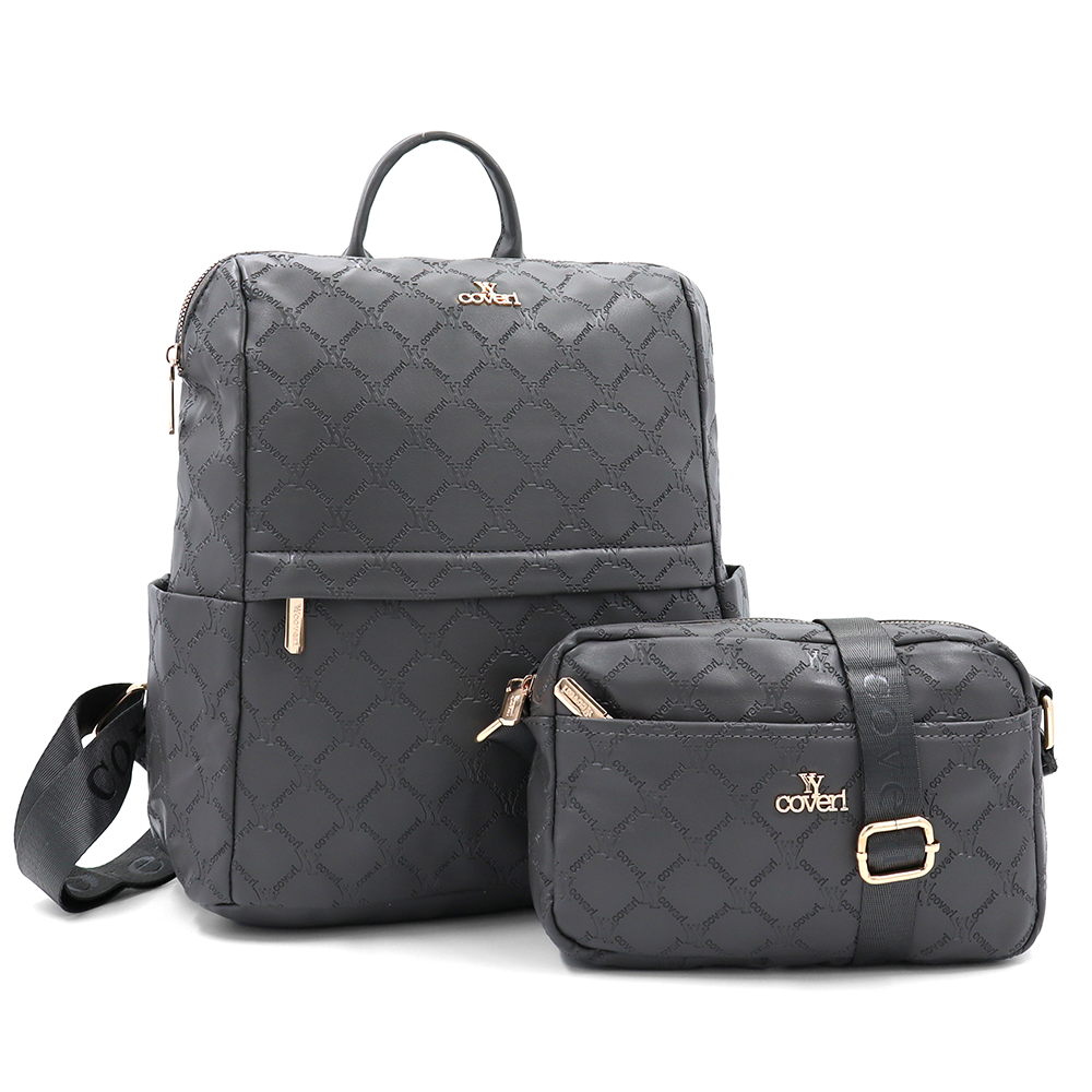 SZETT – Hátizsák + kis női táska – szürke