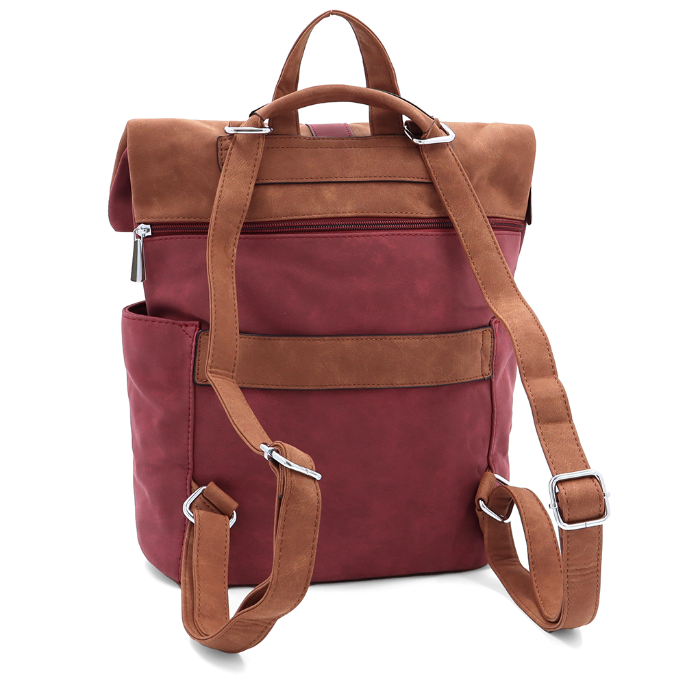2 az 1-ben – Női hátizsák és táska sok zsebbel – bordó