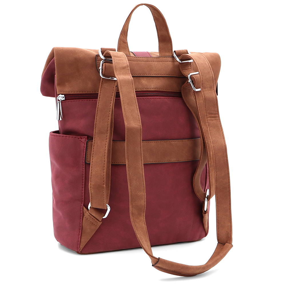 2 az 1-ben – Női hátizsák és táska sok zsebbel – bordó