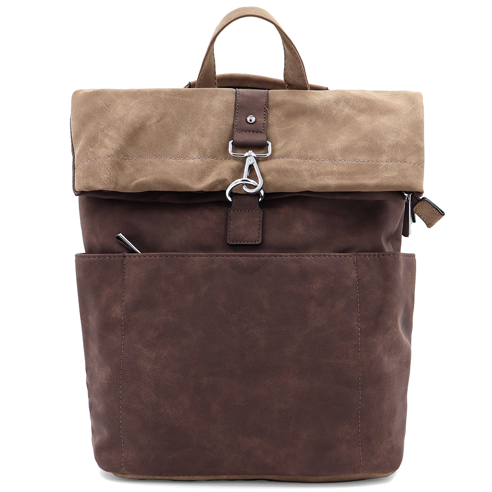 2 az 1-ben – Női hátizsák és táska sok zsebbel – barna