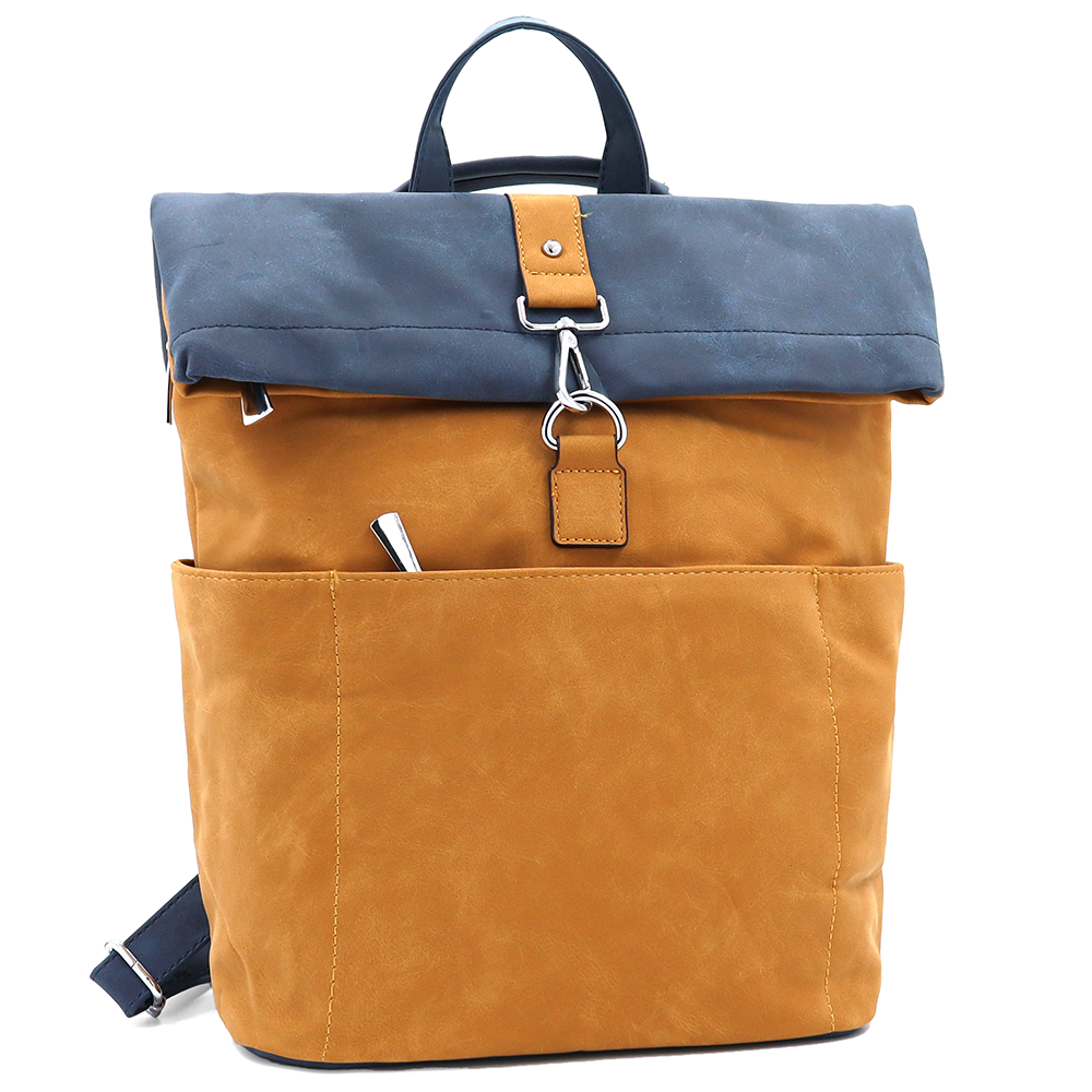 2 az 1-ben – Női hátizsák és táska sok zsebbel – mustársárga