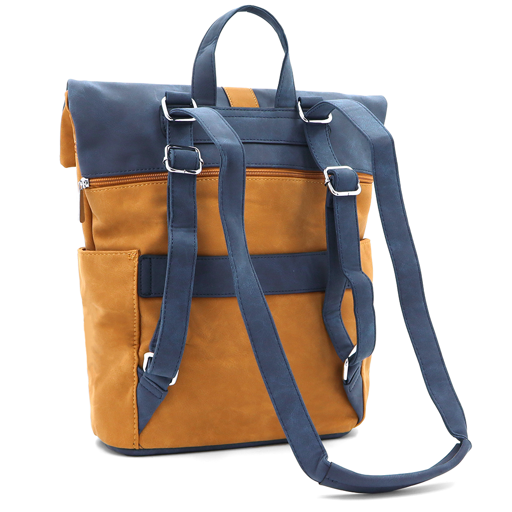 2 az 1-ben – Női hátizsák és táska sok zsebbel – mustársárga