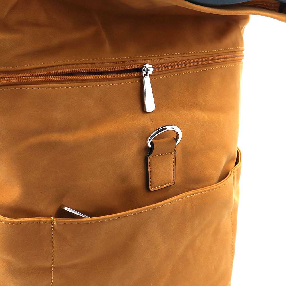 2 az 1-ben – Női hátizsák és táska sok zsebbel – mustársárga