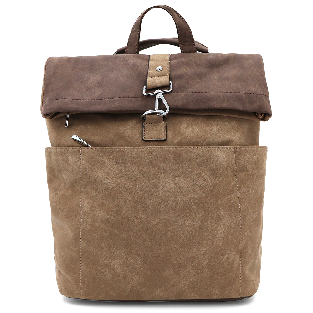 2 az 1-ben – Női hátizsák és táska sok zsebbel – világosbarna