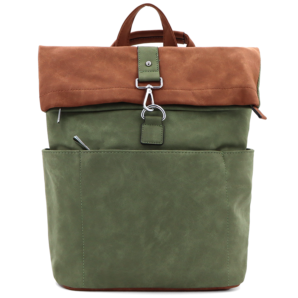 2 az 1-ben – Női hátizsák és táska sok zsebbel – zöld