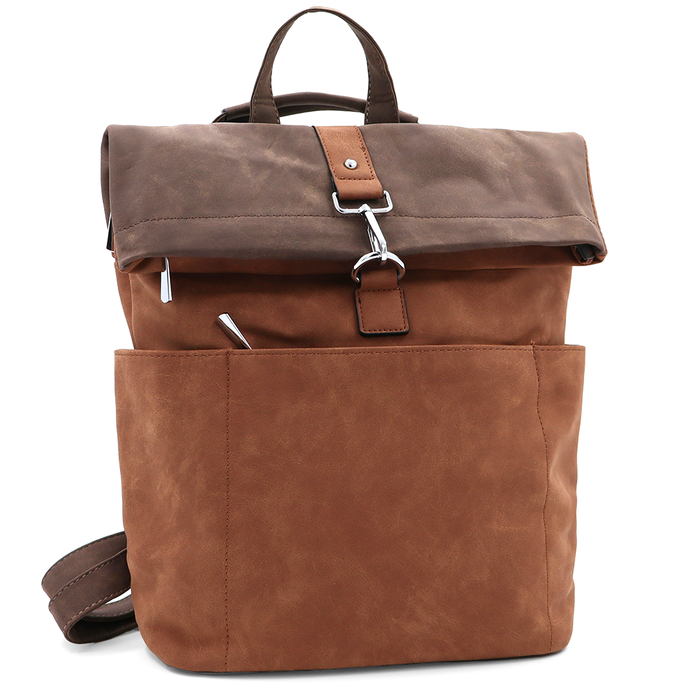 2 az 1-ben – Női hátizsák és táska sok zsebbel – téglabarna