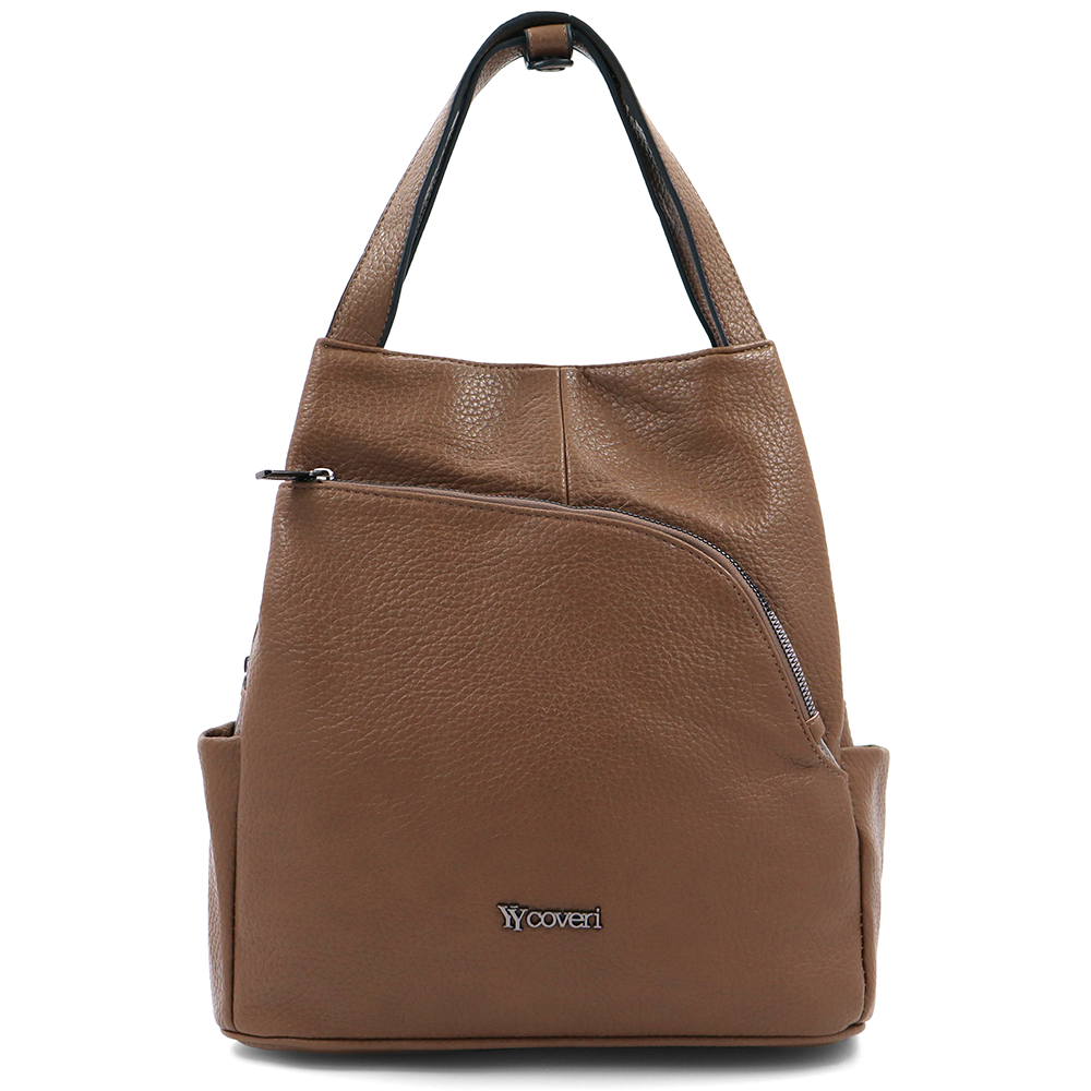 2 az 1-ben – Női hátizsák és táska – világosbarna