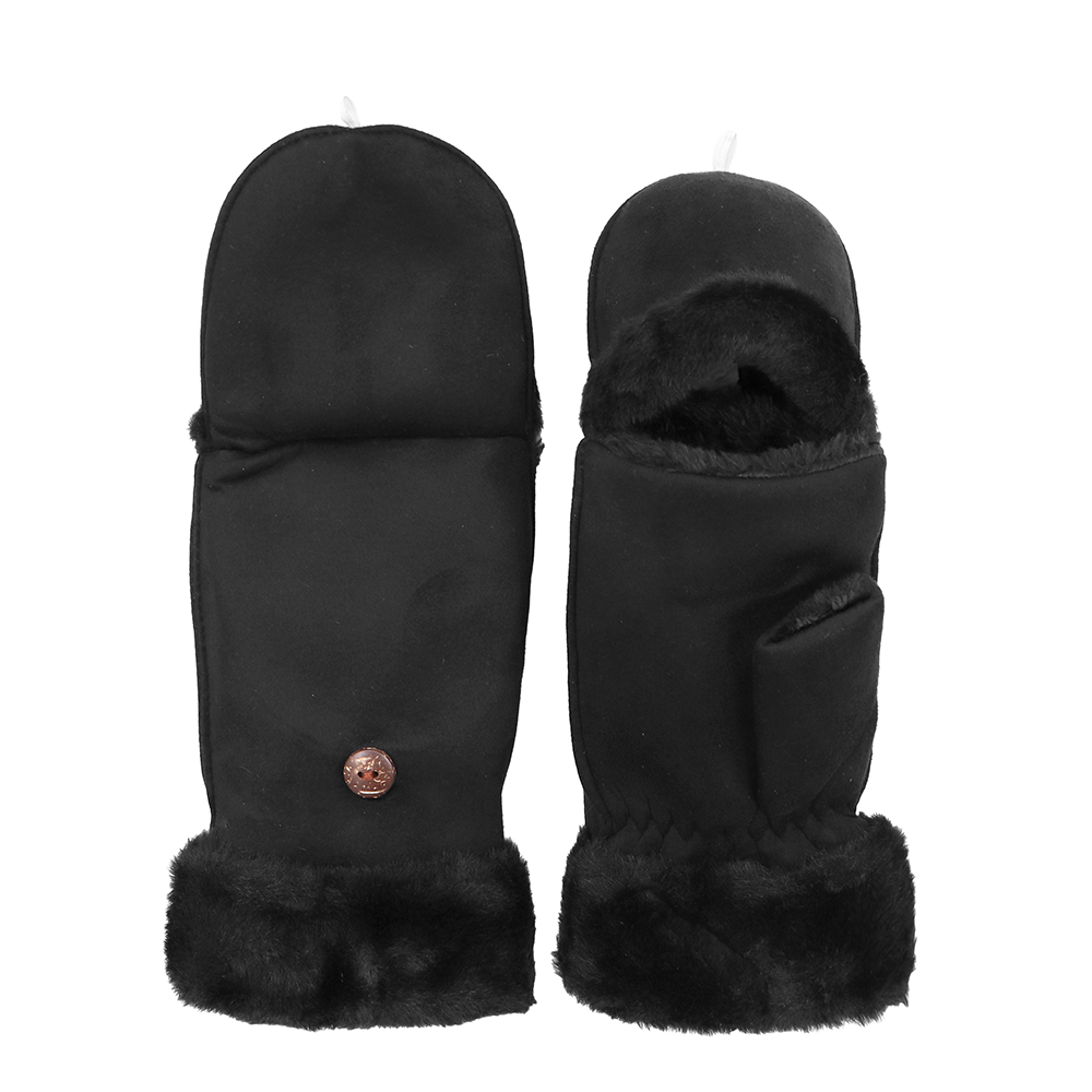 Téli, ujjatlan kesztyű lehajtható fedéllel – fekete