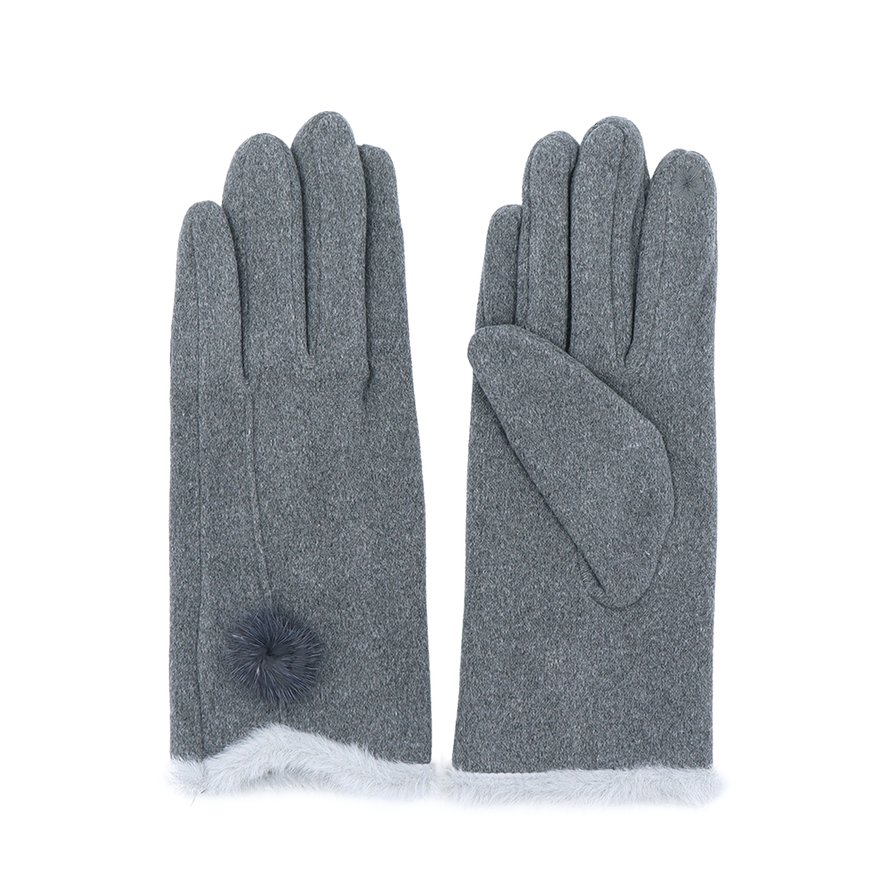 Elegáns női kesztyű műszőrmével – szürke
