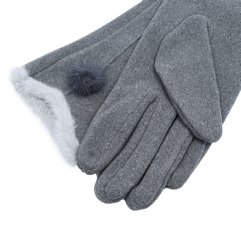 Elegáns női kesztyű műszőrmével – szürke